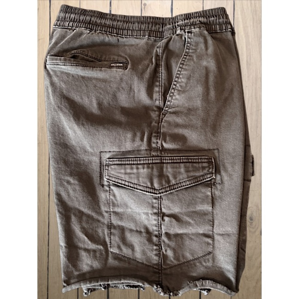 Hollister Advanced Stretch Cargo Jogger Shorts Men's L Black 9" Raw Hem Utility
